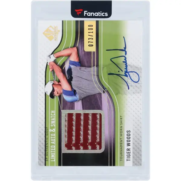 Tiger Woods Autographed 2012 Upper Deck SP Authentic Limited Auto & Swatch Relic #1 #73/100 Card