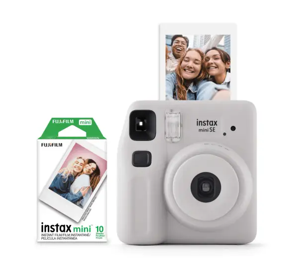 Fujifilm instax Mini SE Instant Camera with Bonus 10 pack Mini Film, Gray (Value Pack)