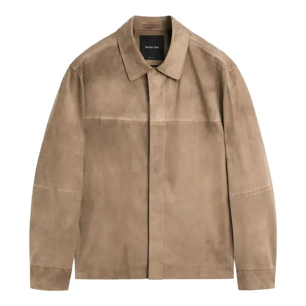 Suede Leather Overshirt In Mink
