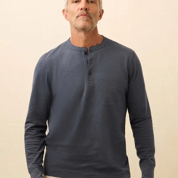 Long-Sleeve Waffle Henley Top