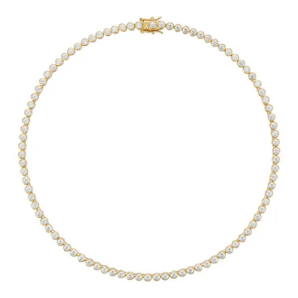 James Bezel Rivière Necklace in Lab White Sapphire