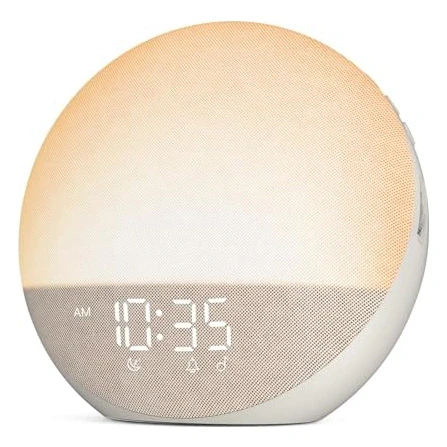 Sunrise Alarm Clock White Noise Machine: Natural Wake Up Light - Dimmable Clock with Bluetooth Speaker for Bedroom - 25 Sleep Sounds for Baby Adults Kids Putty