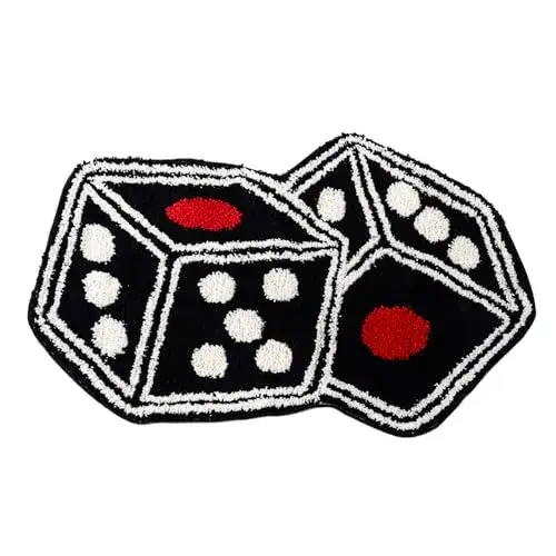 Dice Rug - 31"X23" Cool Carpet Non-Slip Flocking Floor Bath Mat for Living Room Decor, Alt Room Decor Soft Y2K Rugs Hypebeast Doormat for Bedroom