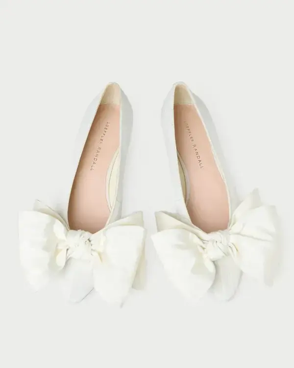 Noa Cream Moiré Bow Flat