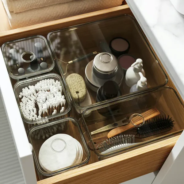 VISSLAÅN Box with lid, set of 5