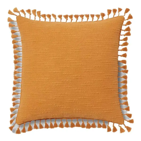Euro Textured Slub Tassel Decorative Throw Pillow