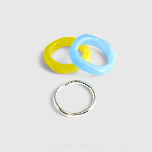 Three-Pack Sculptural Resin Bangle Bracelet Set