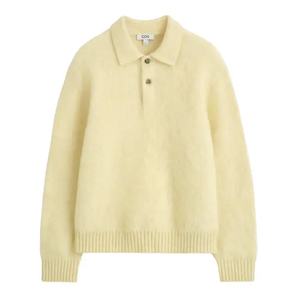 Brushed Mohair-Blend Polo Jumper