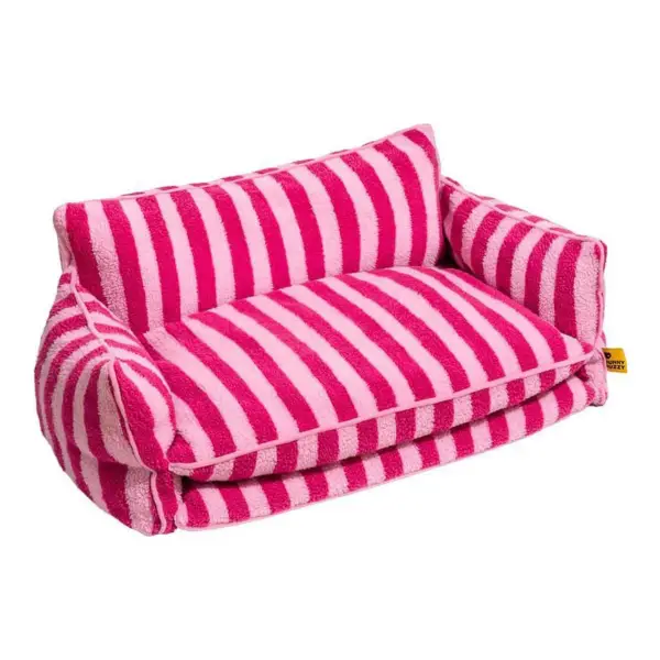 Striped Faux Lambswool Orthopedi Dog Sofa Bed