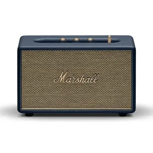 Marshall Acton III Bluetooth Home Speaker - Loud Stereo Sound with Bass and Treble Controls | Plug-in Powered | 3.5 mm Aux Input - Midnight Blue