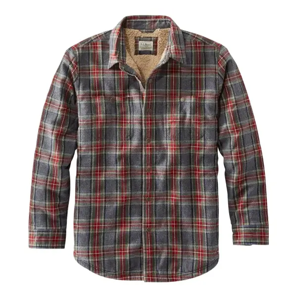 Men's Sherpa Lined Scotch Plaid Shirt Slightly Fitted