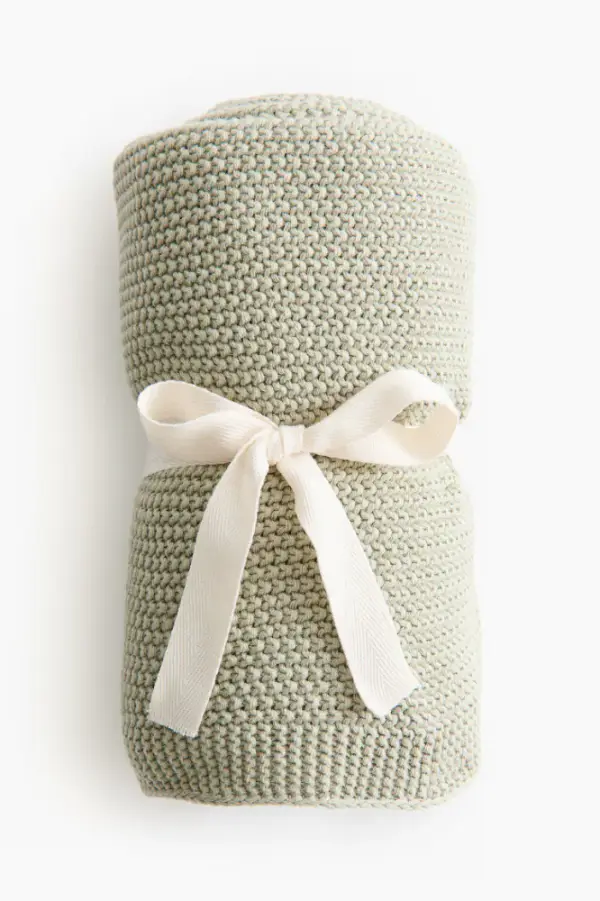 Moss-Stitched Cotton Baby Blanket