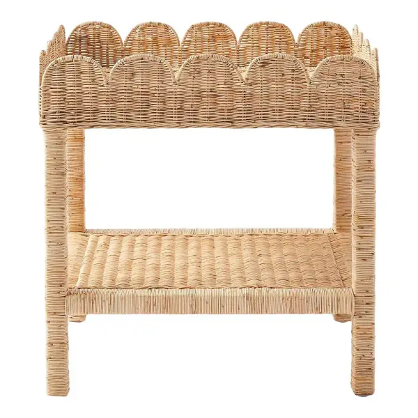 Scallop Rattan Side Table