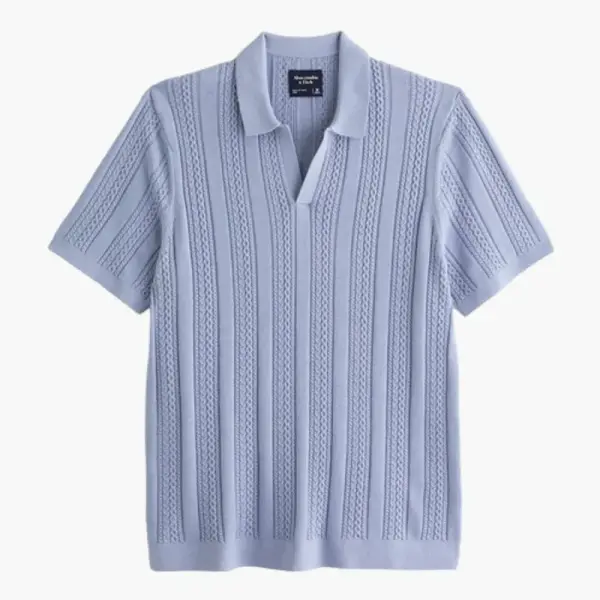 Cable Stitch Johnny Collar Sweater Polo