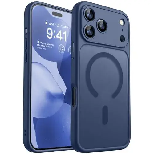 CANSHN Magnetic Compatible with iPhone 17 Pro Max Case, Upgraded [Full Camera Protection] [Compatible with Magsafe] [Translucent Matte] Shockproof Protective Phone Cover 6.9 Inch - Deep Blue