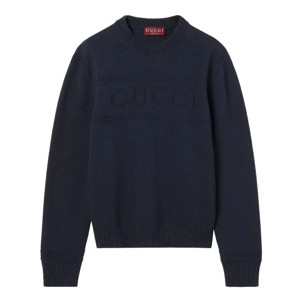 Knit Cotton Wool Jumper with Intarsia