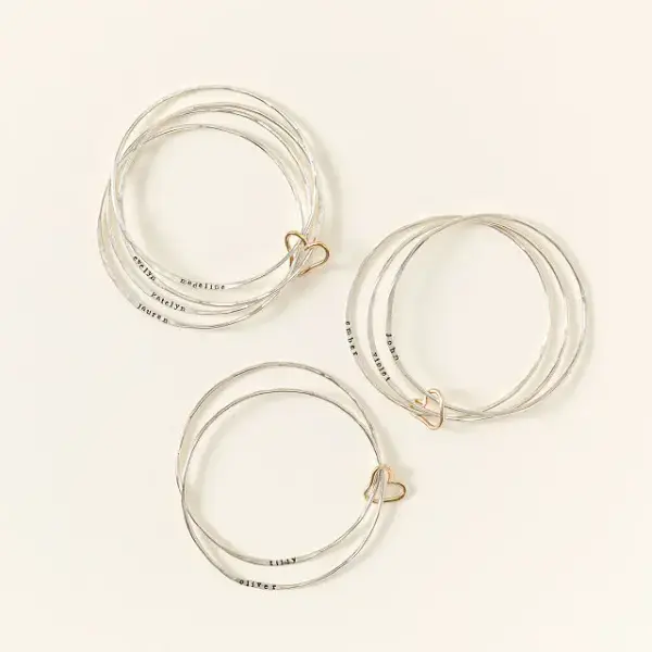 Personalized All Heart Bangle Set
