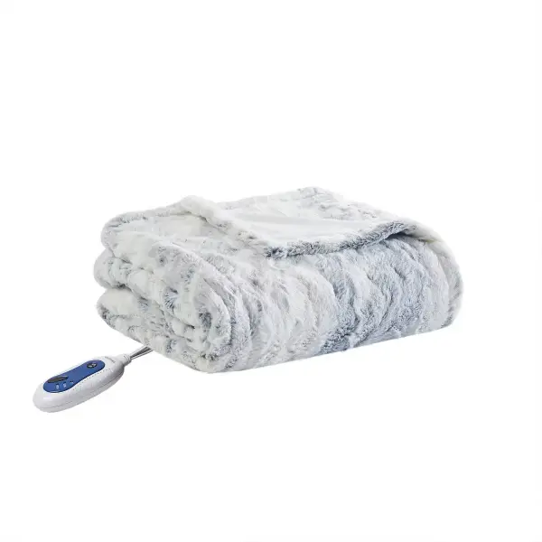 Marselle 50"x70" Oversized Faux Fur Electric Heated Throw Blanket