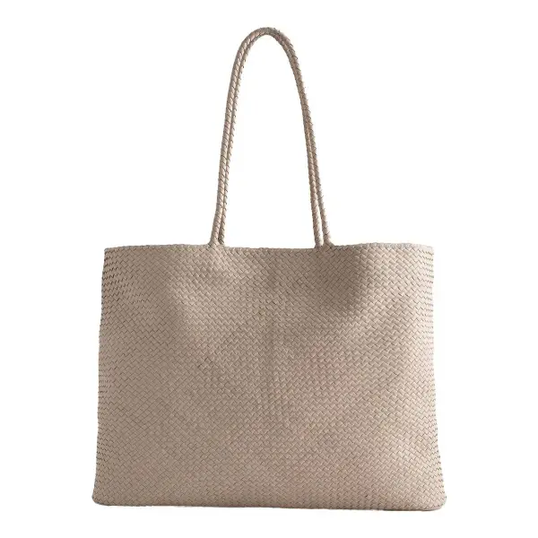 Italian Leather Handwoven Tote Bag