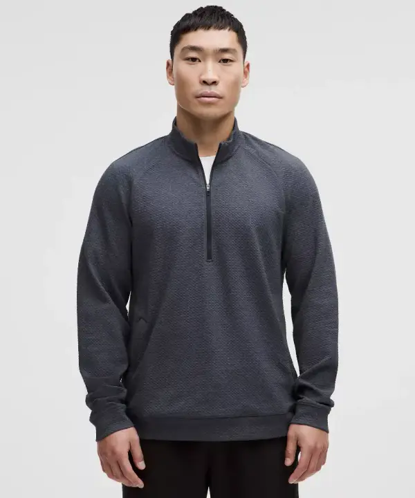 Textured Double-Knit Cotton Half Zip