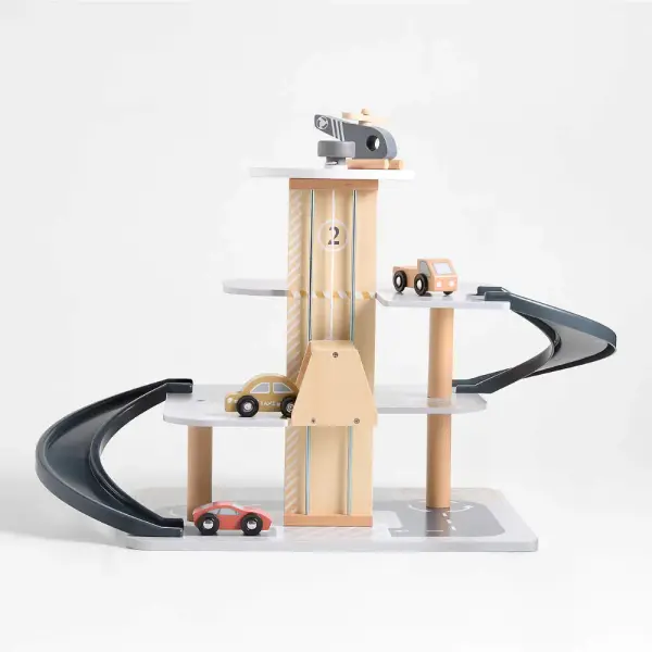 Wooden Kids Parking Garage Play Set