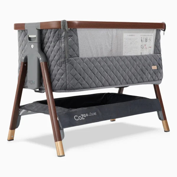 Tutti Bambini CoZee Luxe Bedside Crib - Walnut/Slate Grey