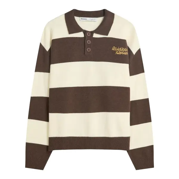 Striped Polo Neck Sweater
