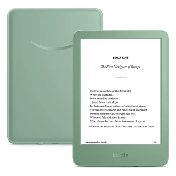 Amazon Kindle 16 GB (newest model) - Lightest and most compact Kindle, now with faster page turns, and higher contrast ratio, for an enhanced reading experience - Matcha