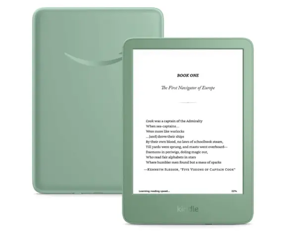 Amazon Kindle 16 GB (newest model) - Lightest and most compact Kindle, now with faster page turns, and higher contrast ratio, for an enhanced reading experience - Matcha