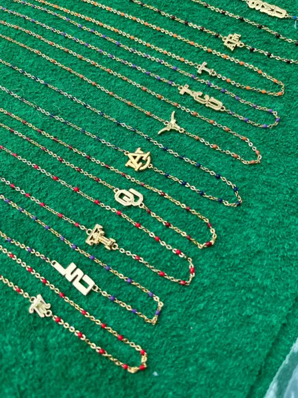 The College Necklace: Side Set College Logo Enamel Bead Necklace