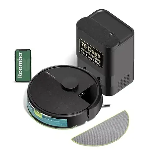 iRobot Roomba 105X Combo Robot Vacuum & Mop with AutoEmpty Dock, Self‑Emptying for Up to 75 Days, 70× Power‑Lifting Suction, Smart LiDAR Mapping, App & Voice Control, Ideal for Homes with Pets & Kids