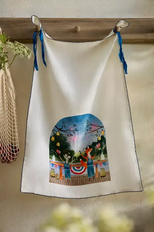 May We Fly Americana Critters Linen Dish Towel