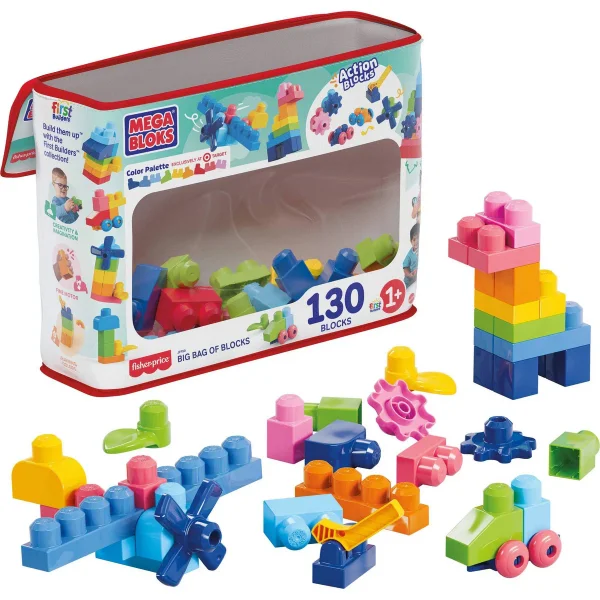 First Builders Big Bag of Blocks Toy Blocks With Storage Bag - 130pc