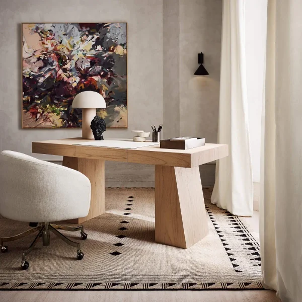Ridge 66" Bleached Oak Desk with Drawer