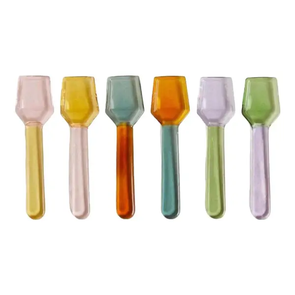 Pack of Multicolored Borosilicate Glass Ice Cream Spoons