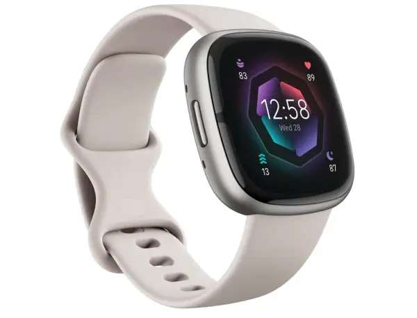 Fitbit Sense 2 Advanced Health and Fitness Smartwatch with Stress and Sleep Tools - 3-Month Google Health Premium Membership Included - ECG App, SpO2, 24/7 Heart Rate, and GPS - Lunar White/Platinum