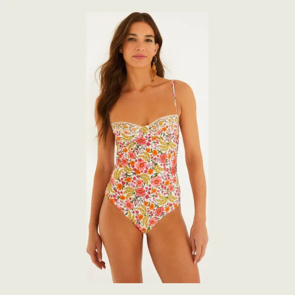 Off-White Banana Flowers One-Piece Swimsuit