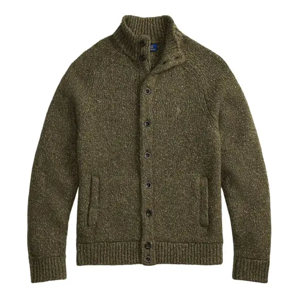 Wool Mockneck Cardigan