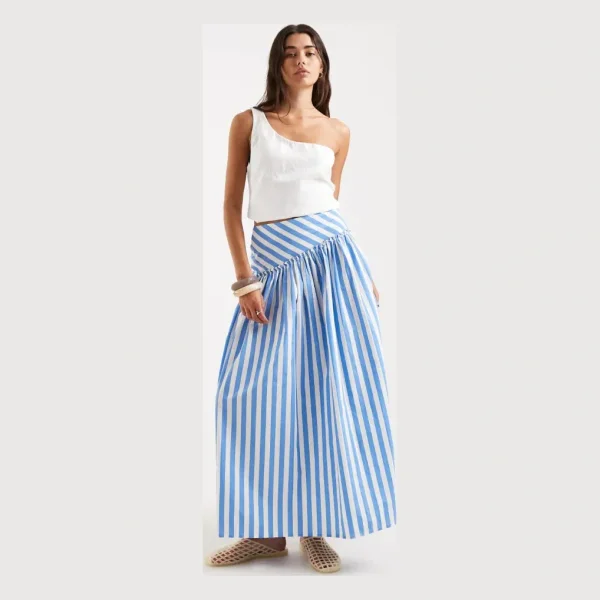 ASOS DESIGN asymmetric dropped waist maxi skirt in stripe