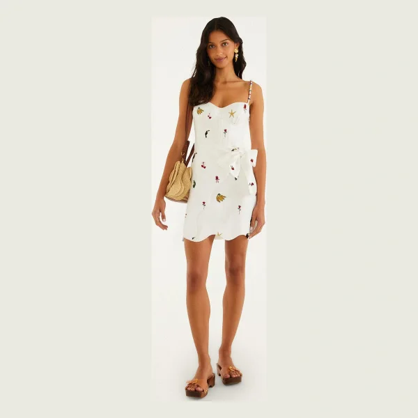 Off-White Cool Day Embroidered Beaded Mini Dress