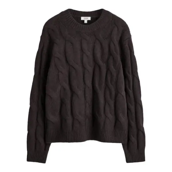 Cable-Knit Wool Crew-Neck Sweater