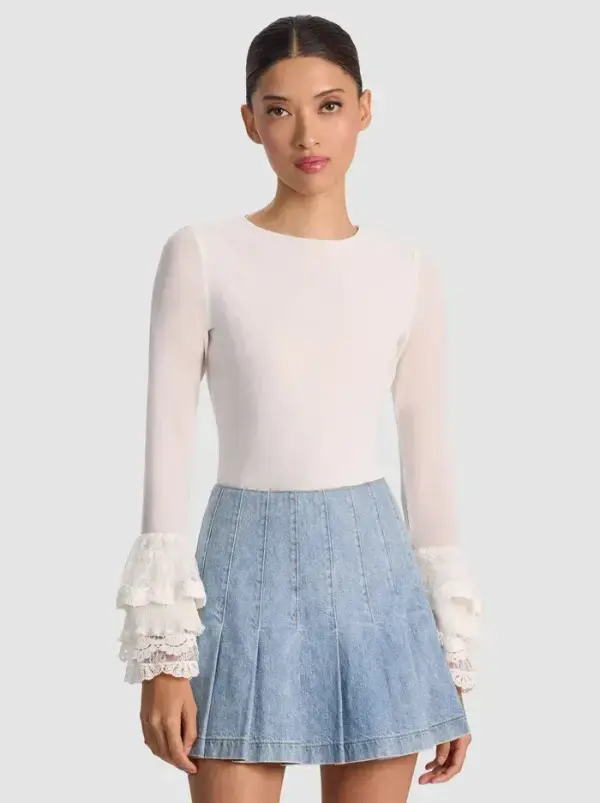 DELAINA TOP WITH RUFFLE CUFF