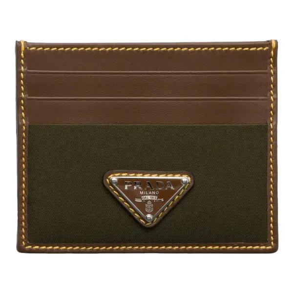 Re-Nylon Leather-Trimmed Card Holder