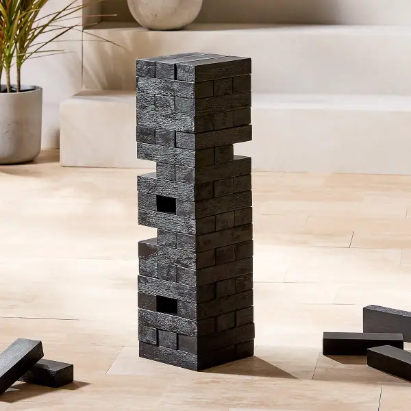 Acacia Wood Tumbling Tower Outdoor Game Set