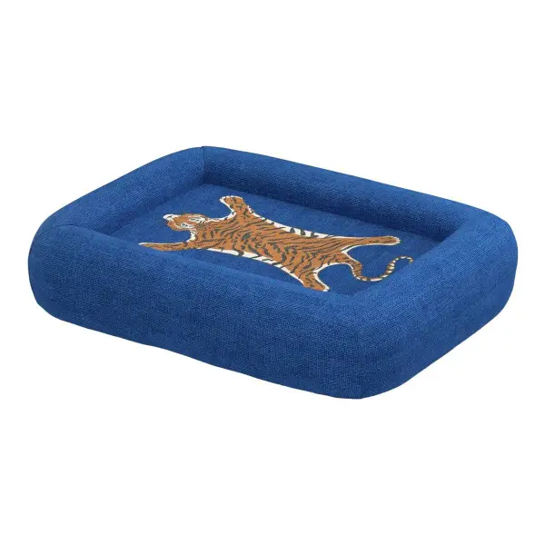 Tiger Woven Bolster Pet Bed