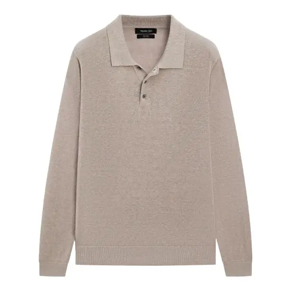 100% Linen Knit Polo Collar Sweater