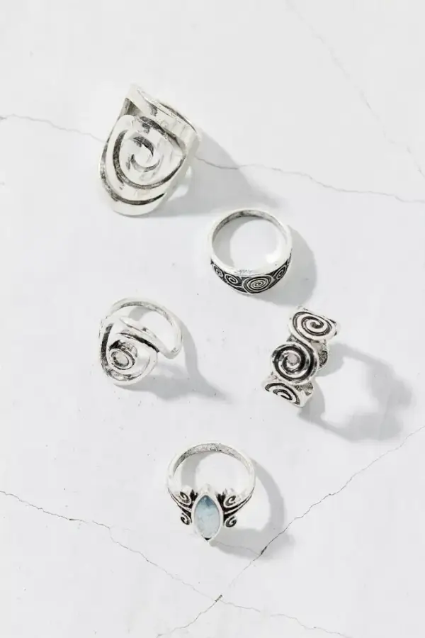 Statement Stone Swirl Ring Set