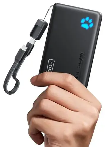 INIU 45W Fast Charging Portable Charger, 40% Smaller 10000mAh with Detachable Cable, Flight-Safe Travel Power Bank, USB C External Phone Battery Pack for iPhone 17 16 Pro iPad Samsung S26 Google etc