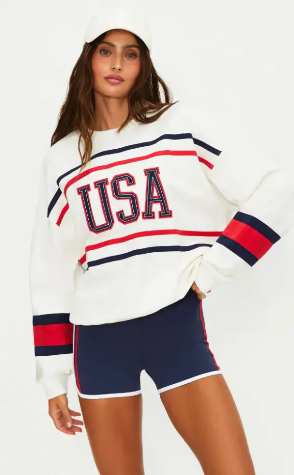 Devyn Oversized Sweatshirt Firework Colorblock | Retro Americana Sweatshirt | Beach Riot