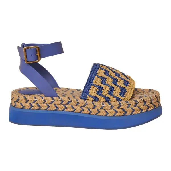 navy crochet espadrille flatform sandal